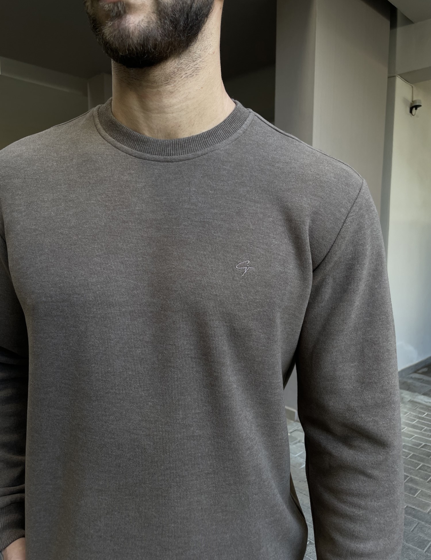 Ανδρική πούρο πλεκτή βαμβακερή μακρυμάνικη μπλούζα plus size 2308Q φωτογραφία